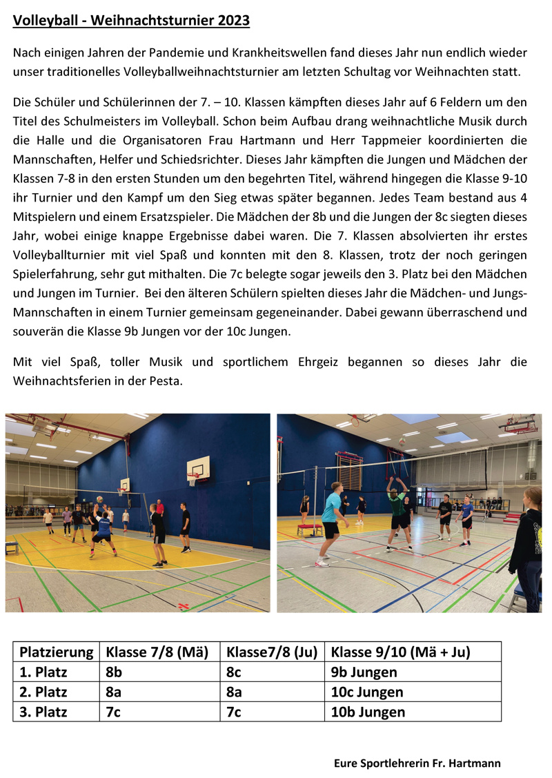 Volleyball – Weihnachtsturnier 2023